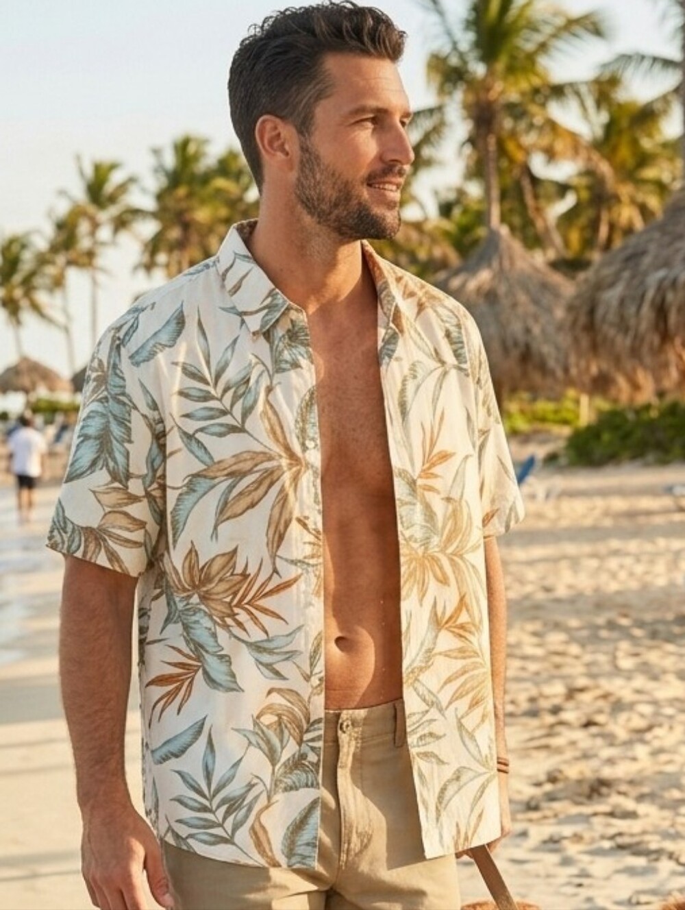 Margaritaville Men's Short Sleeve Palm Pattern Camp Short Sleeve Shirt Size XXL